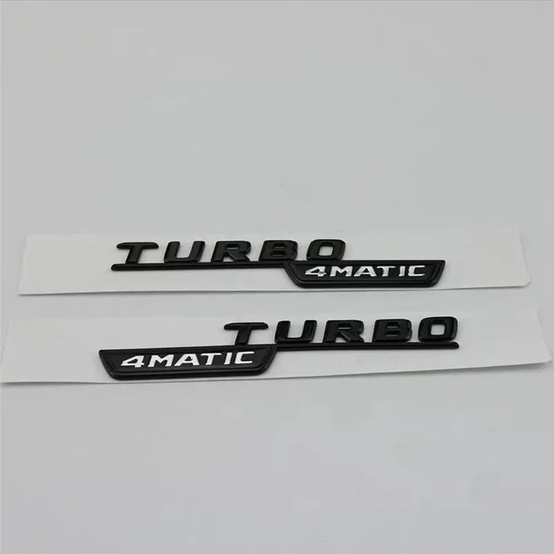 2pcs Car Letters Fender Trim Badge Turbo 4matic Emblem Sticker For Mercedes A45 Cla45 Amg C117 Gla45 Gle53 X247 Accessories