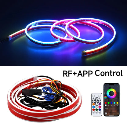RGB Hood Light Daytime Running Lights For 12V Car APP Control Multi-function Led neon Strip Running Lights Automotive Supplies