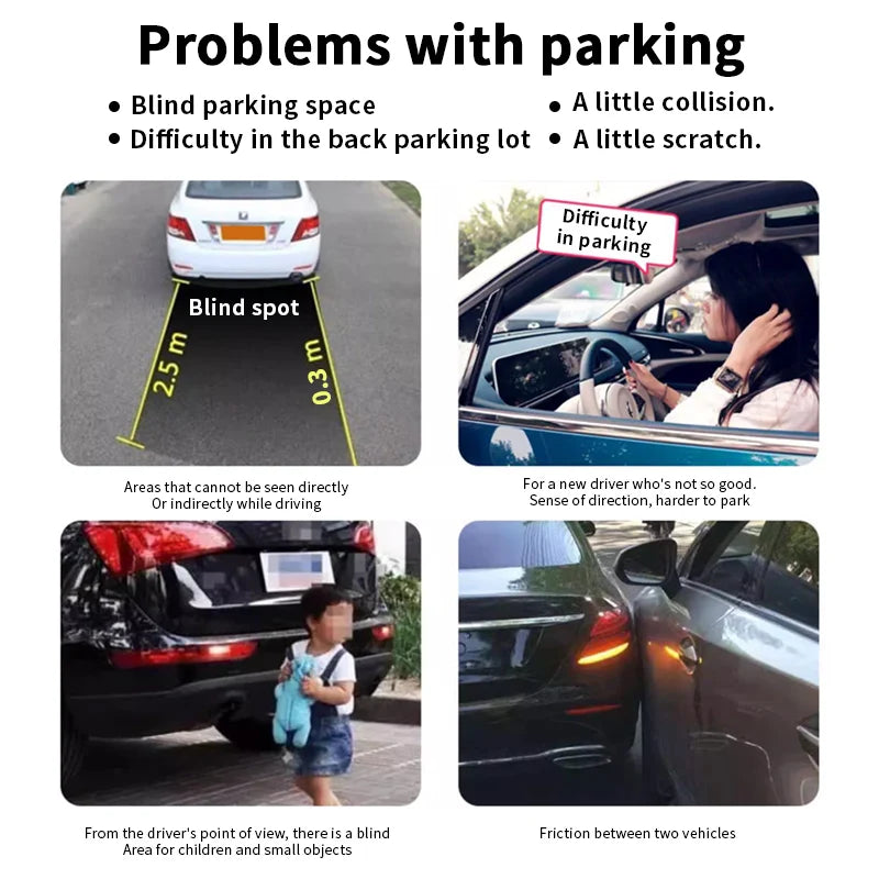 16.5mm 8 Parking Sensor LCD Display Voice Prompt Multi-Language 0.3-2.5M Detect Waterproof Car Reversing Radar