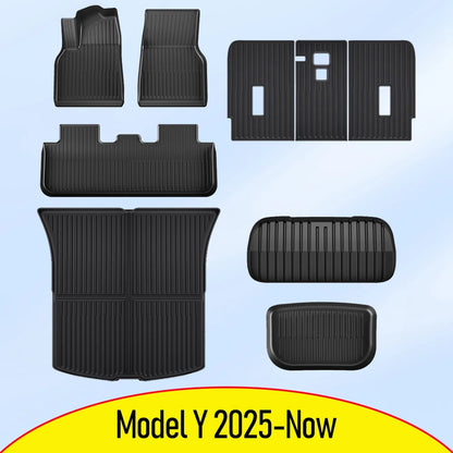 USVOTOV For Tesla Model Y Juniper 2025 2026 Floor Mats TPE Front Rear Cargo Liner Backrest Pads Trunk Mats for Tesla Accessories