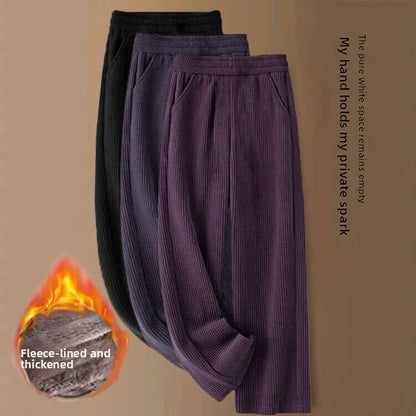 Corduroy Wide Leg Pants High Waist Straight Cut Thickened Women's Loose Fit Trousers Autumn Winter New Style Casual Pants