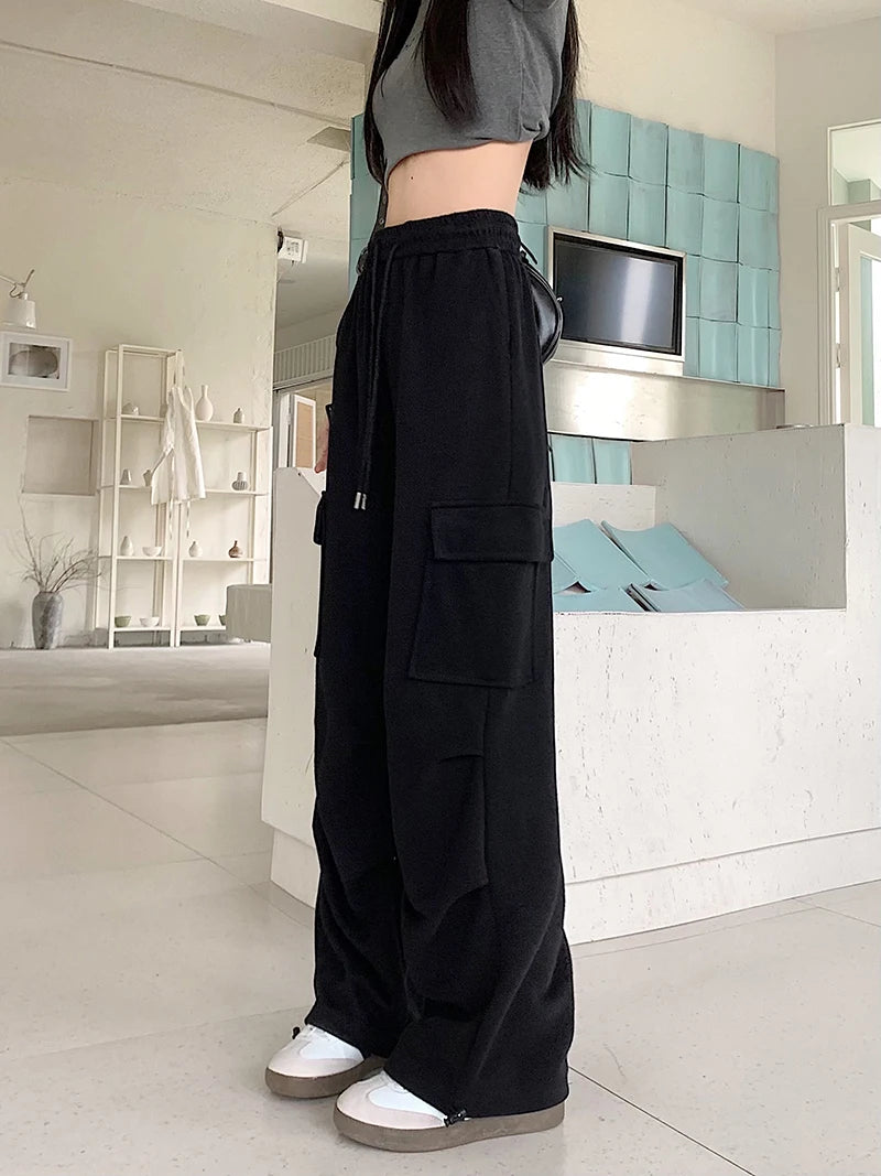 American Drawstring Design Cargo Pants Women Fashion Hip-hop Streetwear Woman Trousers New 2024 Summer All-match Cargo Pants