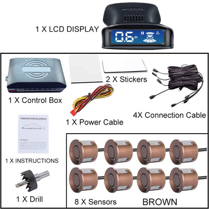 Auto Parktronic 8-Sensor Parking Radar Backlight LCD Monitor Universal Reverse Detection System For Cars