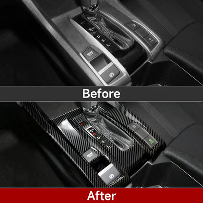 For Honda Civic 10th Gen (2016 -2021) Interior Accessories, Car Center Console Gear Shift Panel , Carbon Fiber ABS Trim Sticker