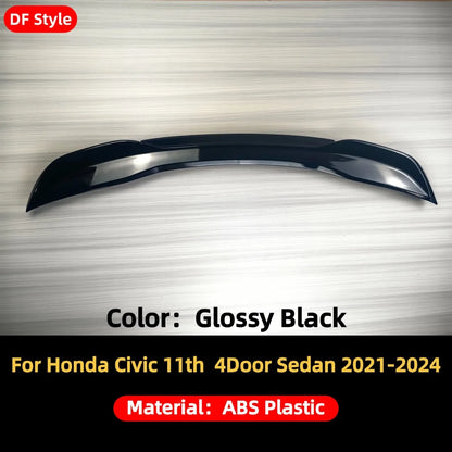 Rear Sport Wing Trunk Spoiler For Honda Civic 11th Gen Sedan 2021-2024 Air Dam Deflector Glossy Black Trim Tuning Accessories