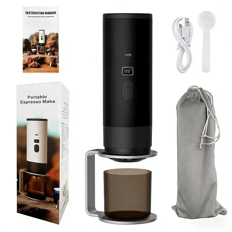 Portable Coffee Machine Wireless 15Bar 7800mAh Digital Display 3-in-1 for Ground/Nespresso/DolceGusto Capsule Coffee Maker