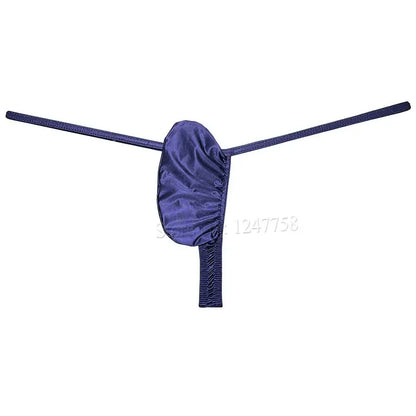 Men Push-out G-string Underwear Thongs and G Strings Low Rise Solid Enhance Pouch Bikini Thong Shiny T-back Lingerie