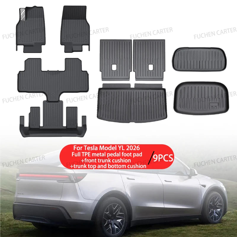 For Tesla NEW Model YL Launch 2026+ Car Floor Mats Car Four Seasons Waterproof Non-slip Floor Mat TPE Special Car Accessories