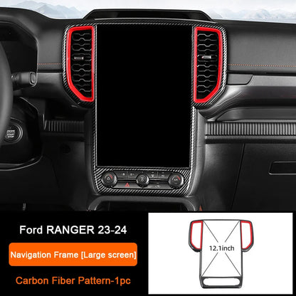 Carbon Fiber Car Interior Overlay Accessories For Ford Ranger Raptor Wildtrak T9 2022-2025, Central Gear Shift Panel Door Trim