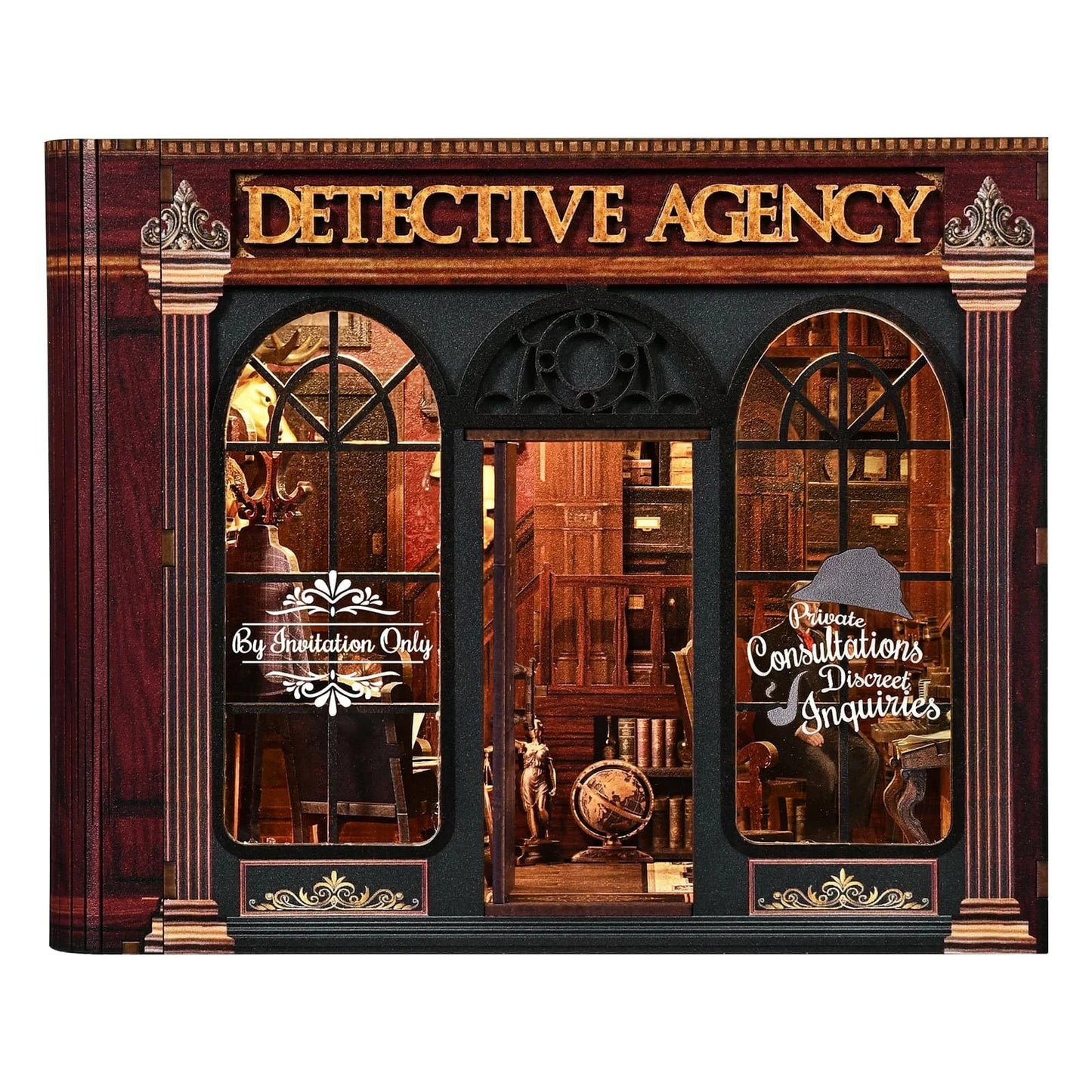 Book Nook Kit Detective Agency DIY 3D Wooden Puzzle Bookshelf Insert Dollhouse Model Bookend Building Home Decoration Gifts