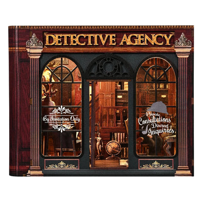 Book Nook Kit Detective Agency DIY 3D Wooden Puzzle Bookshelf Insert Dollhouse Model Bookend Building Home Decoration Gifts