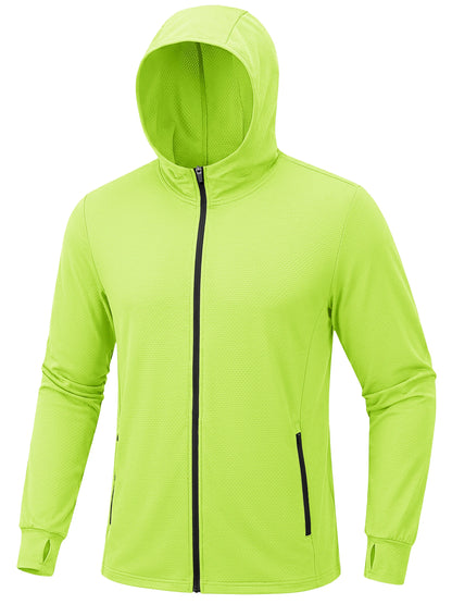 TACVASEN Men's Full Zip UPF 50+ Sun Protection Jacket, Lightweight Hooded Fishing Shirt with 4 Pockets & Thumbholes, Breathable