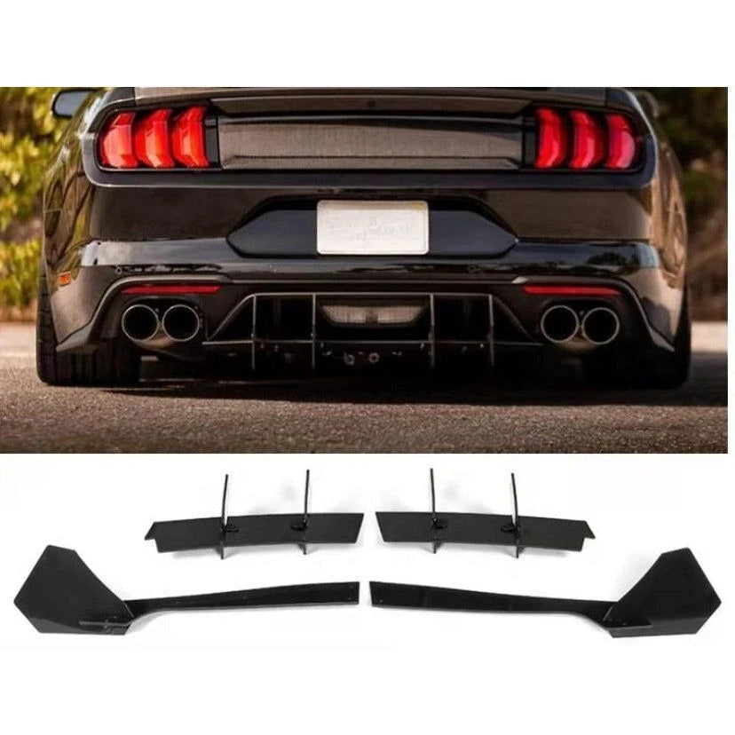 For 2015-2018 2019 2020 2021 Ford Mustang 4 Fins Rear Bumper Diffuser Splitters  Spoilers Lip Auto Accessories Refit Decoration