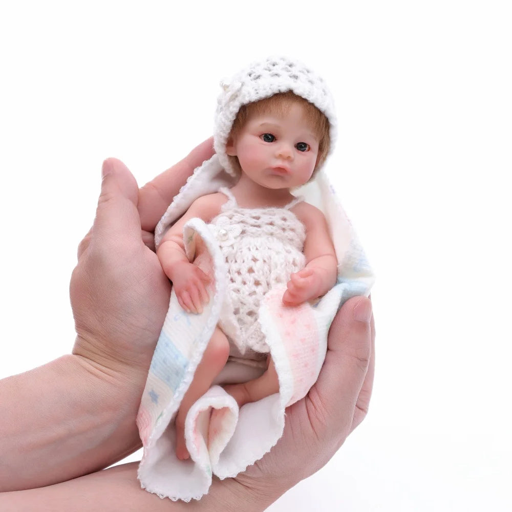 Cloveray 8 inch Mini Full Body Soft Silicone Realistic Reborn Baby Doll Super Cute Solid Silicone Doll High Quality Toy Kid Gift