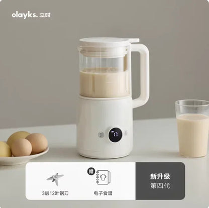 OLAYKS 220V Quiet Automatic Soymilk Maker & Blender - Compact Juice Extractor Machine