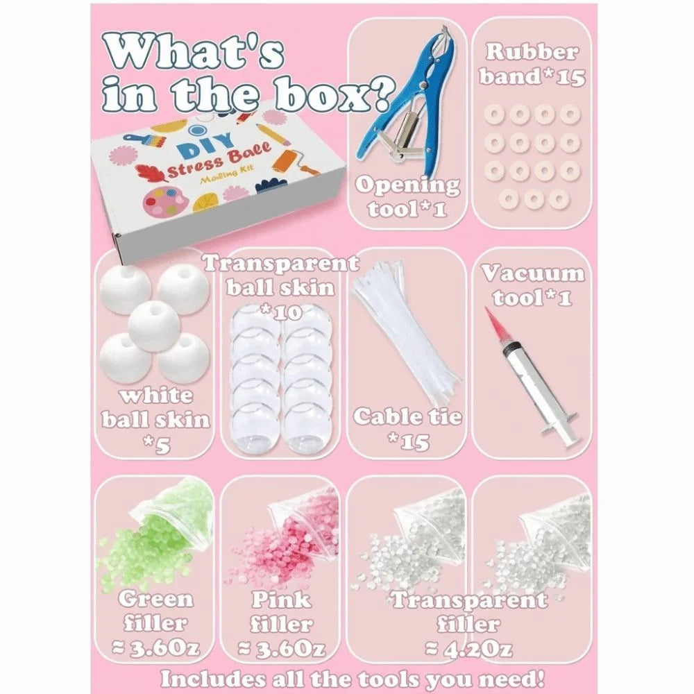 TPR DIY Ball Shell Kit Round Refillable DIY Stress Ball Making Kit Tear Resistant Stretchy Squishy Ball Making Kit Hands on Play