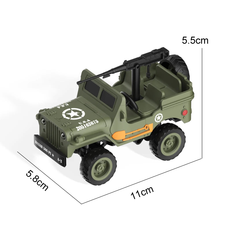 JJRC 1:64 RC Car 1941 JEEP WILLYS 2.4G 4WD RTR Crawler Climbing Scale Military Truck Off-Road Vehicle Toy Gift for Children.