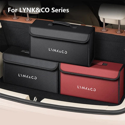 Car Trunk Storage Box Fit For LYNK&CO 01 02 03 05 06 07 08 09 10 Z10 Z20 900 2024 2025 Storage Bag Leather Car Trunk Tool Box