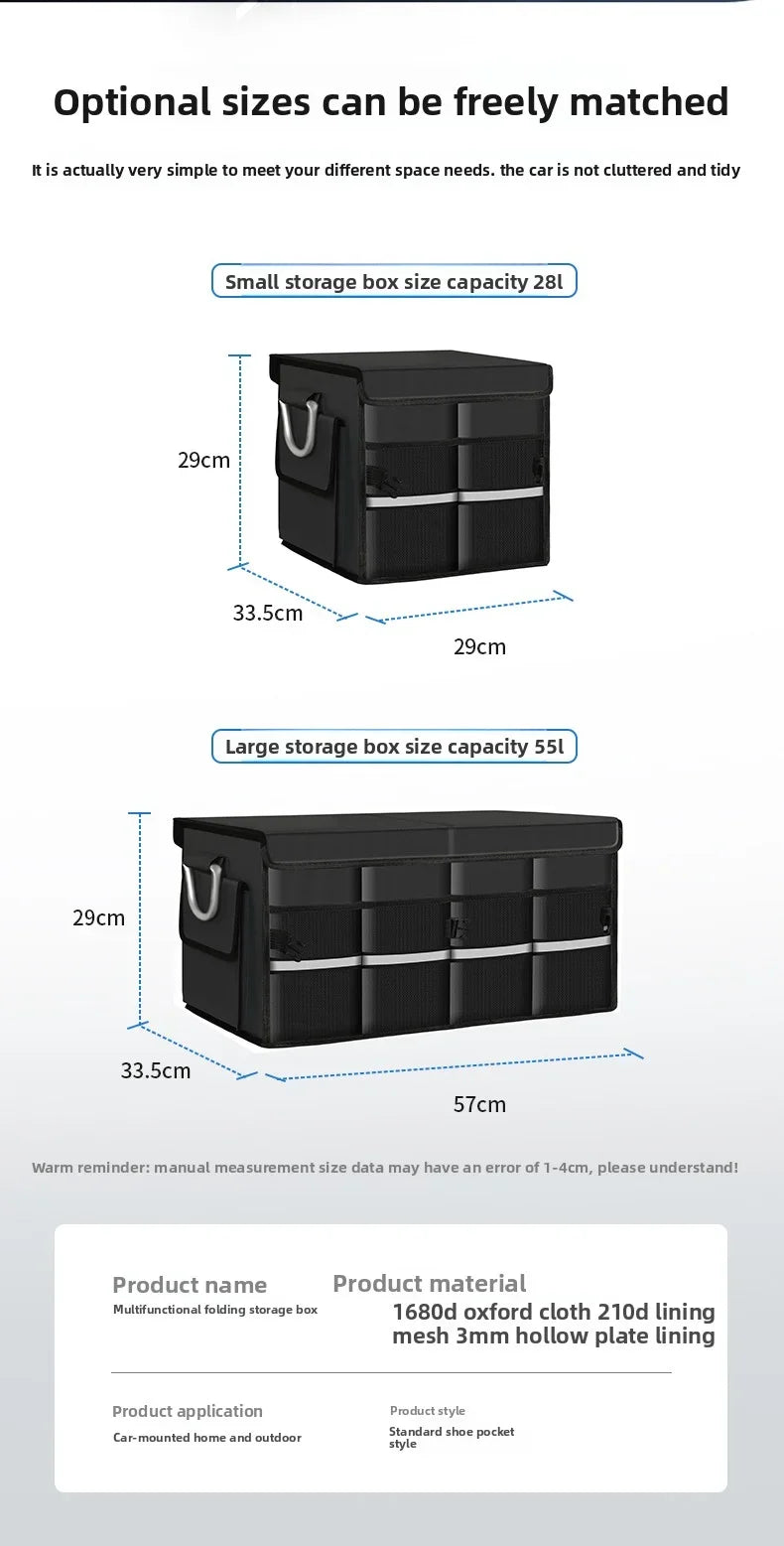 Oxford Cloth Car Storage Box Trunk Storage Organizer Foldable Multifunctional Car Camping Storage Bag Storage Rack