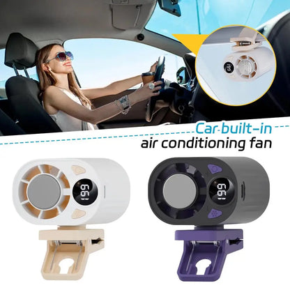 Portable Clip-On Cooling Fan USB Rechargeable Car Built-in Air Conditioning Fan Outdoor Semiconductor Cold Compress Fan