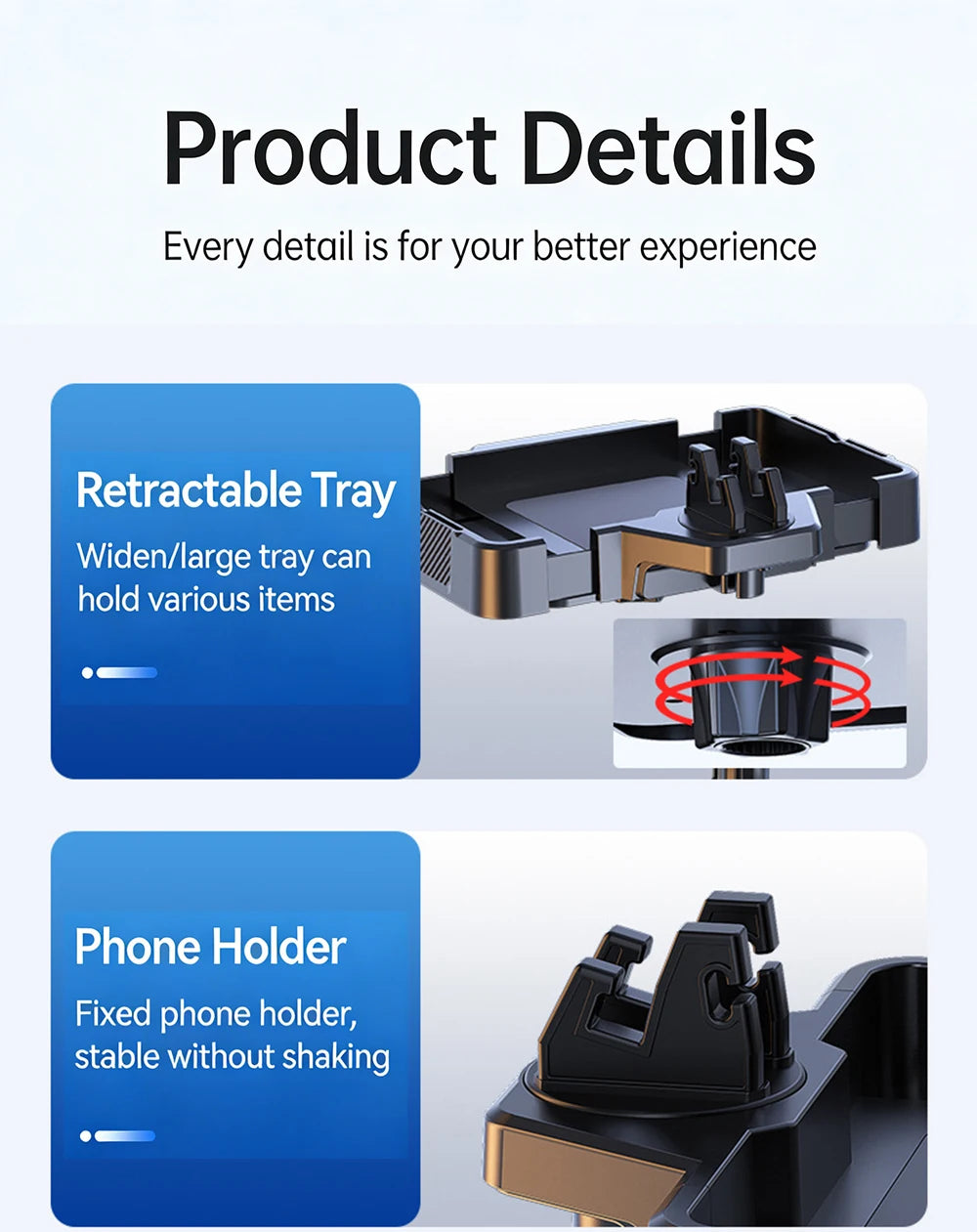 Cup Holder Tray for Car Dual Cap Holder 4 In 1 Adjustable Car Cup Holder Car Drink Phone Holders Snack Tray Expander