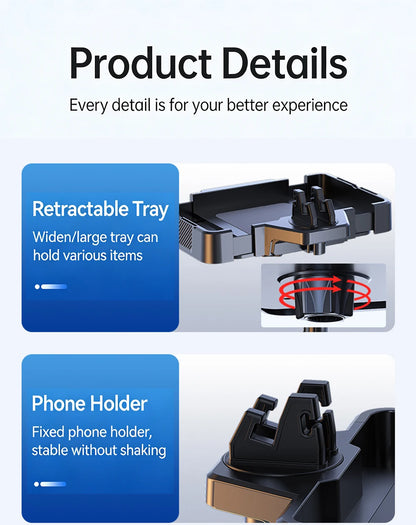 Cup Holder Tray for Car Dual Cap Holder 4 In 1 Adjustable Car Cup Holder Car Drink Phone Holders Snack Tray Expander