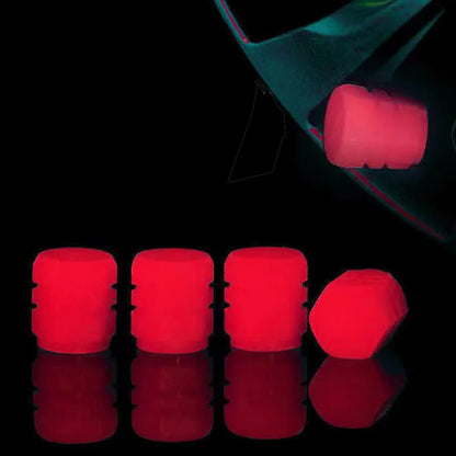 Luminous Car Tire Valve Caps Fluorescent Wheel Tire Decor Night Glowing Tyre Valve Stem Caps for Car Motorcycle Bike Accessories