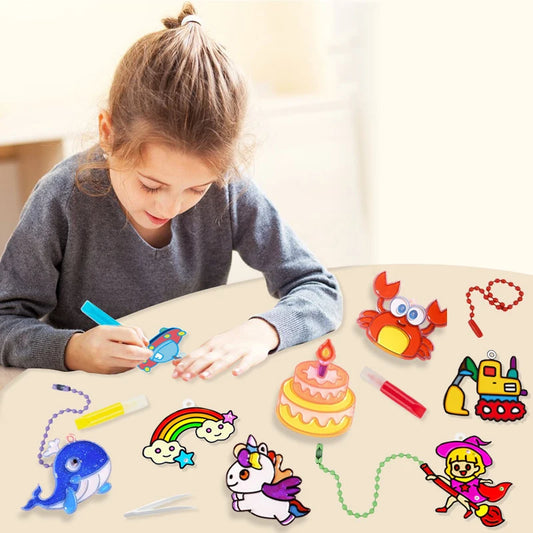 DIY Handmade Crystal Paint Arts and Craft Kit for Kids, Girls Graffiti Coloring Gift No-bake Educational Art Kits for Boys Girls
