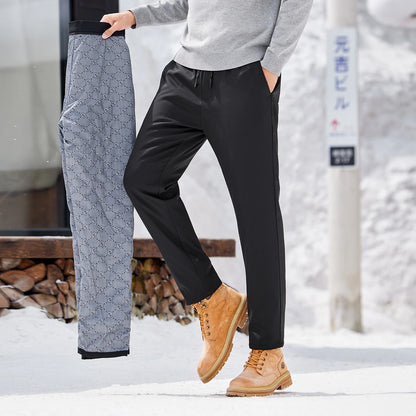 90% Goose Down Warm Pants Hot Sale 2025 Men Winter Thick Straight Trousers High Elastic Waist Down Thermal Pants