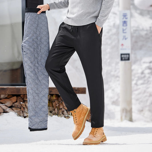 90% Goose Down Warm Pants Hot Sale 2025 Men Winter Thick Straight Trousers High Elastic Waist Down Thermal Pants