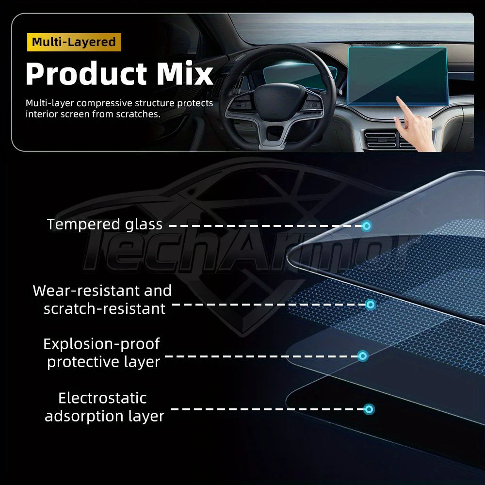 Car Tempered Glass Protective Film For BYD Seal U/Sealion 6/Song Plus 2021-25 GPS Navigation Dashboard Display Screen Protector