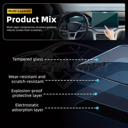 Car Tempered Glass Protective Film For BYD Seal U/Sealion 6/Song Plus 2021-25 GPS Navigation Dashboard Display Screen Protector