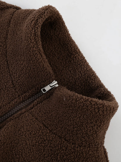 Men's Aztec Ethnic Style Color Block Sherpa Fleece Stand Collar Jacket Winter Thick Warm Fleece Casual Coat