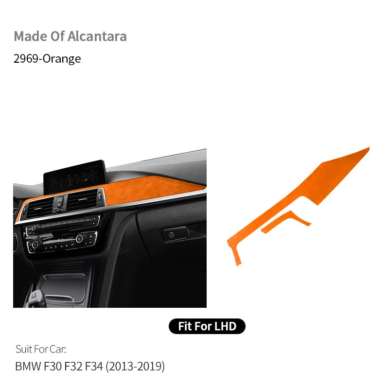 For BMW F30 F32 F34 Center Console Dashboard and Instrument Panel Trim Sticker Car Interior Tuning Accessorie Made of Alcantara