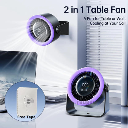 Portable Desk Fan Outdoor Camping Fan Tent Air Circulator USB Rechargeable Table Turbo Fan Wireless Wall Ceiling Fan 100 Speeds