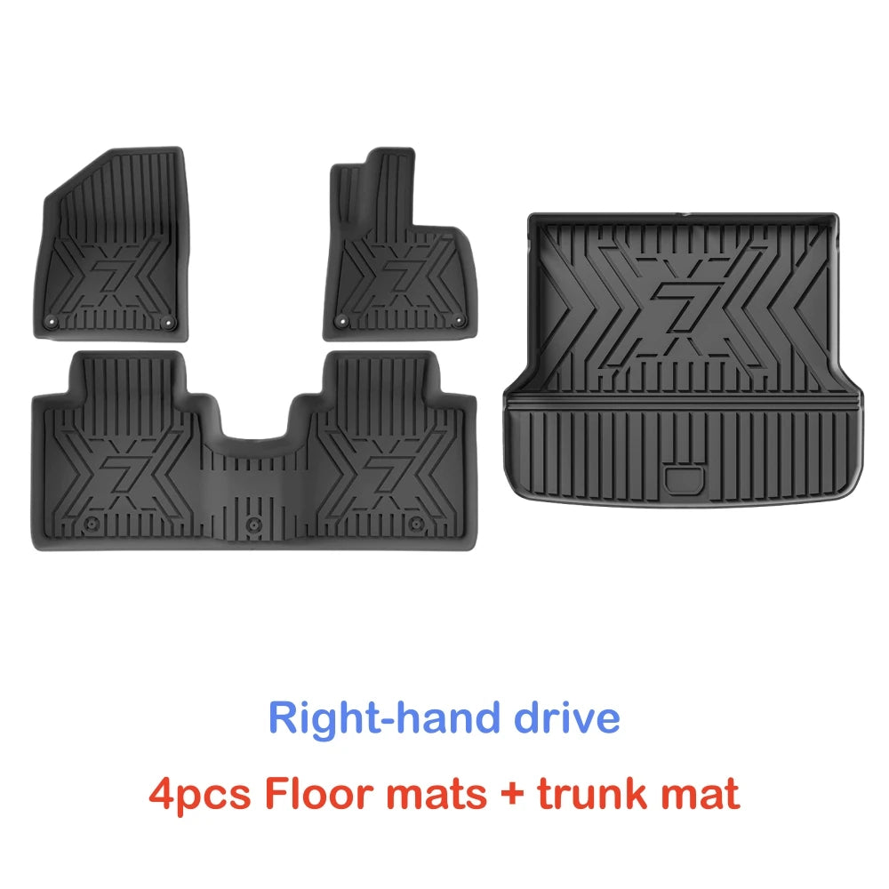 Car Floor Mats For 5 Seats Zeekr 7X 2024 2025 2026 All-Weather Cargo Liner Trunk Mat TPE Waterproof Floor Liner RHD LHD