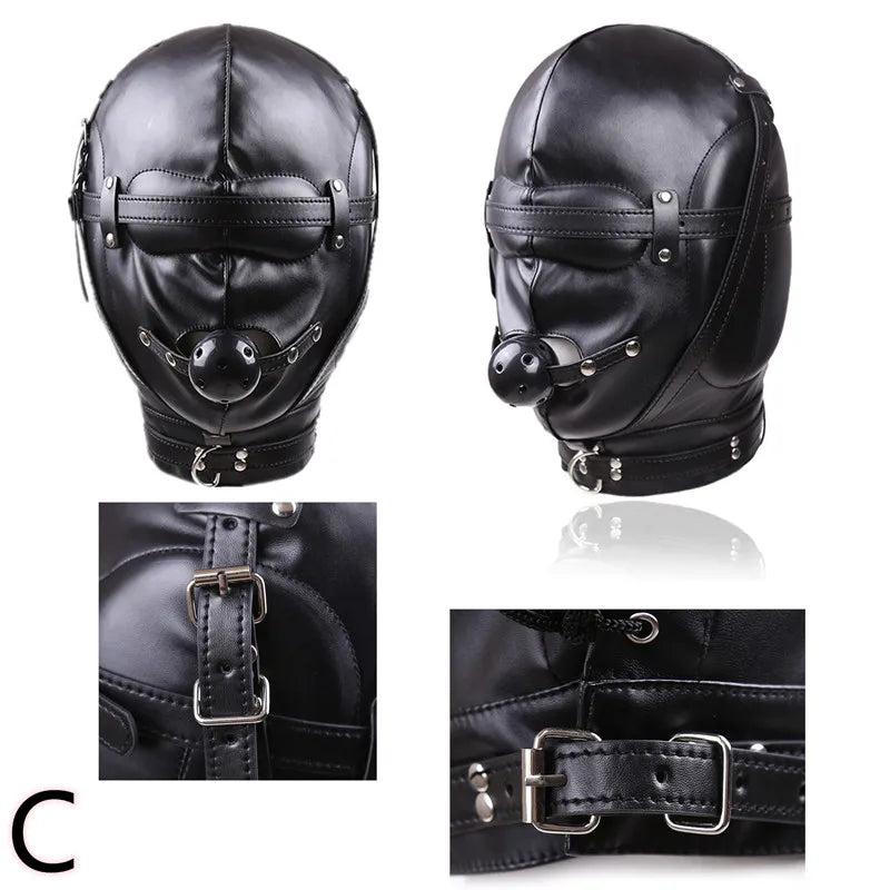 Head Mask BDSM Hood Restraint Strap Erotic Sex Toys For Woman Couples Bondage Set Mouth Gag Ball Slave Adult Game Sex Products