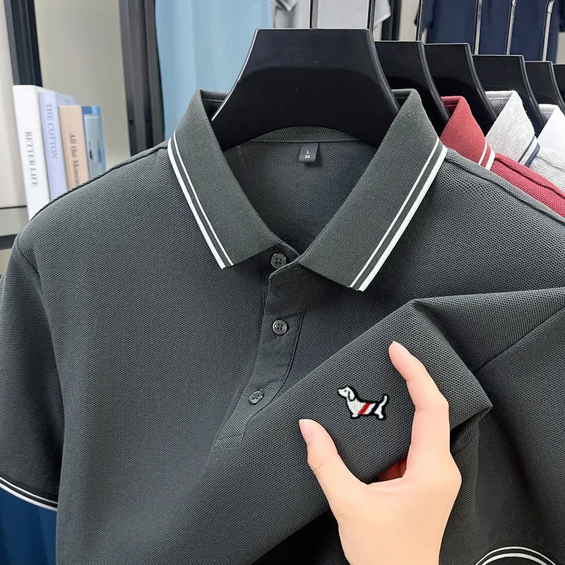 100% Pure Cotton Men's Polo T-Shirt New Style Summer Cozy Skin-Friendly Luxury High-End Commuting Short Sleeve Custom Embroidery
