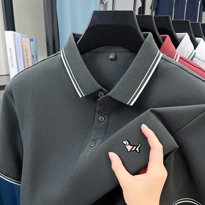 100% Pure Cotton Men's Polo T-Shirt New Style Summer Cozy Skin-Friendly Luxury High-End Commuting Short Sleeve Custom Embroidery