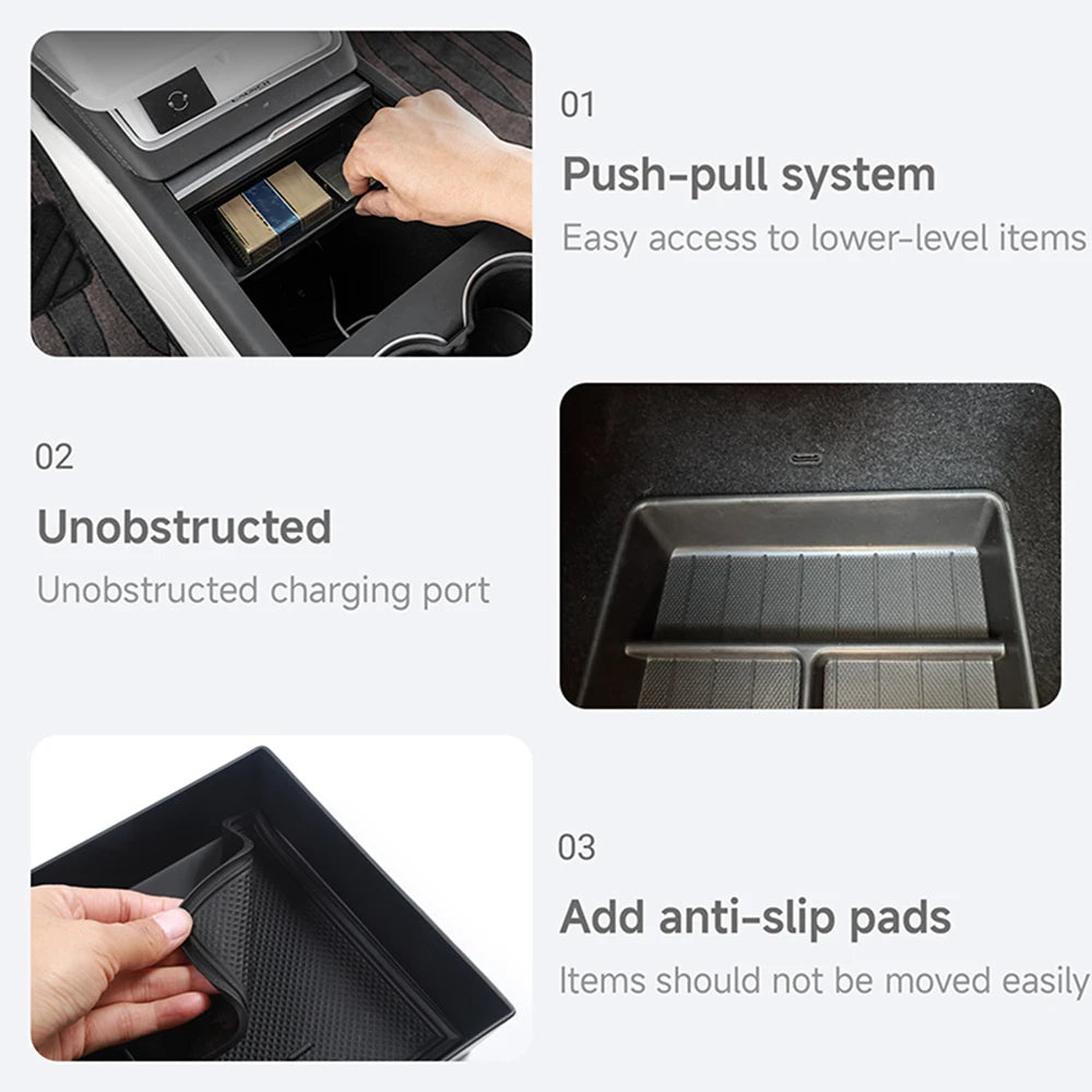 Storage Box for Tesla Model Y Juniper Accessories Center Console Trays for Tesla Model Y Juniper 2025-2026 Webcam Cover