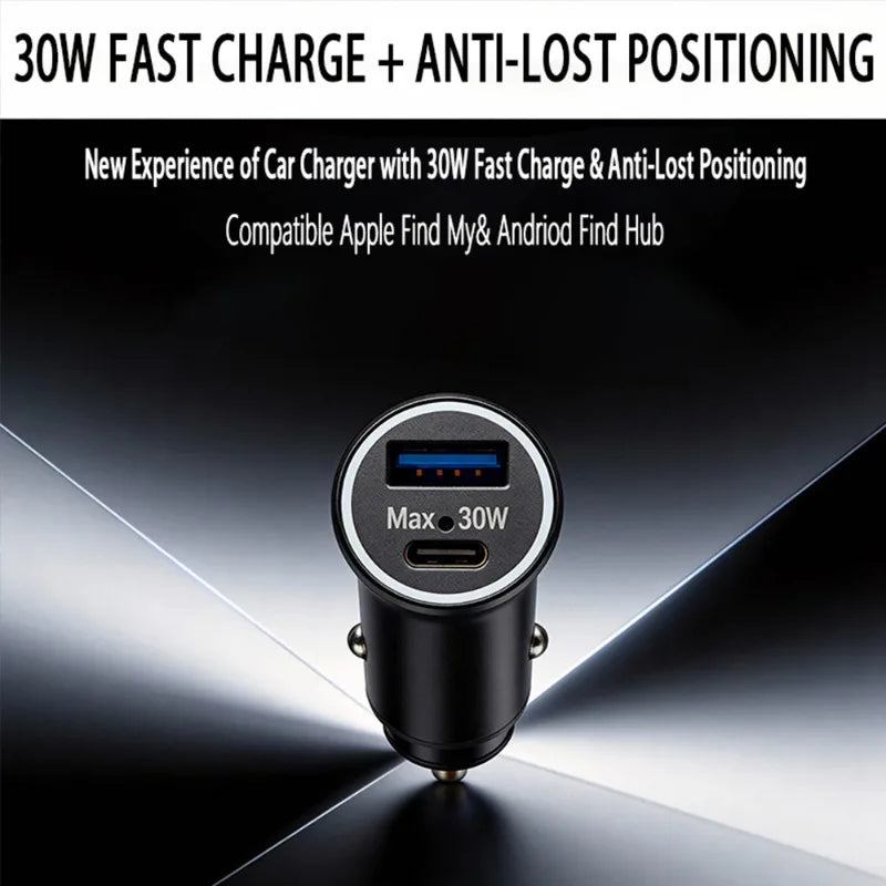 2-in-1 Universal GPS Tracker Car OBD Charger Cigarette Lighter USB Type-C for Auto Google Iphone Ipad GPS Locator Find My Apple