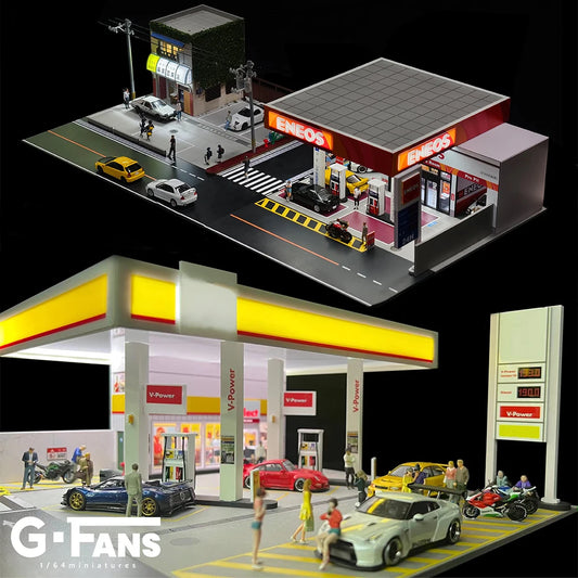 G Fans 1/64 Scale Car Garage Miniatures Model Car Parking Lot Diecast Scene Display Vehicle Scene Toy Background Collection