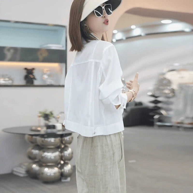 Fashionable Thin Short Sun Protection Clothes 2026 Spring New Women's Design Small Size Coat Korean Style Commute Wind