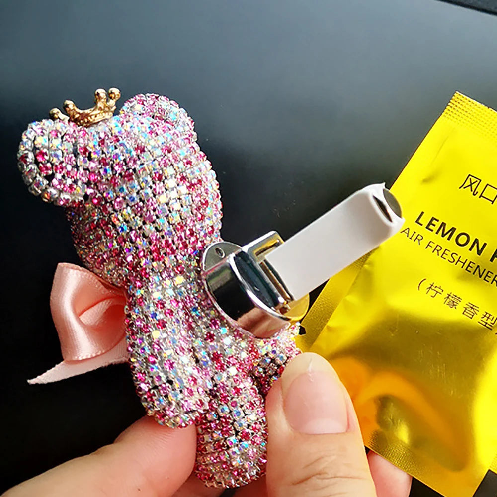 Creative Crown Diamond Cute Bear Car Fragrance Perfume Clip Air Outlet Aroma Air Fresher Decoration Accessories Aromatherapy