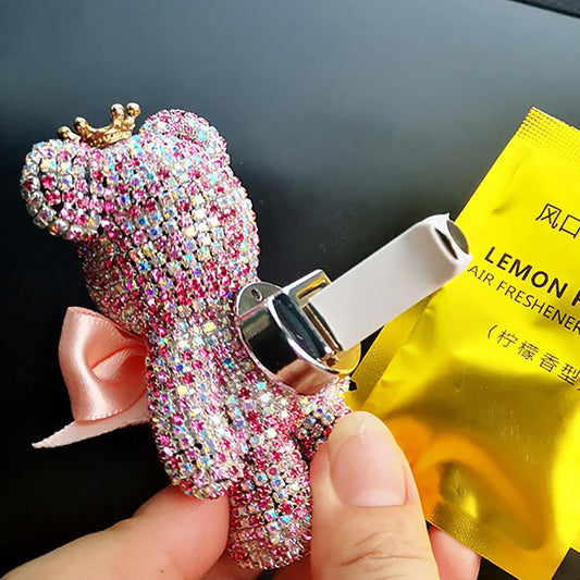 Creative Crown Diamond Cute Bear Car Fragrance Perfume Clip Air Outlet Aroma Air Fresher Decoration Accessories Aromatherapy