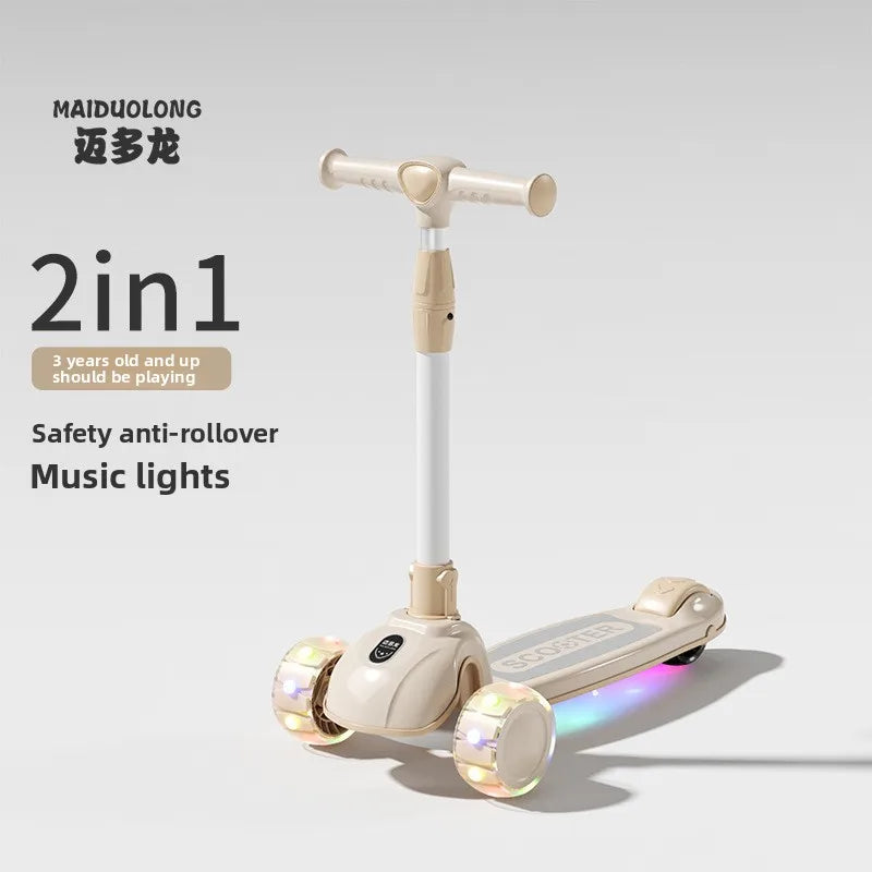1-in-1 Kids Scooter, Foldable Ride-On Tricycle for Toddlers Ideal for developing children’s sense of balance