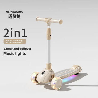 1-in-1 Kids Scooter, Foldable Ride-On Tricycle for Toddlers Ideal for developing children’s sense of balance