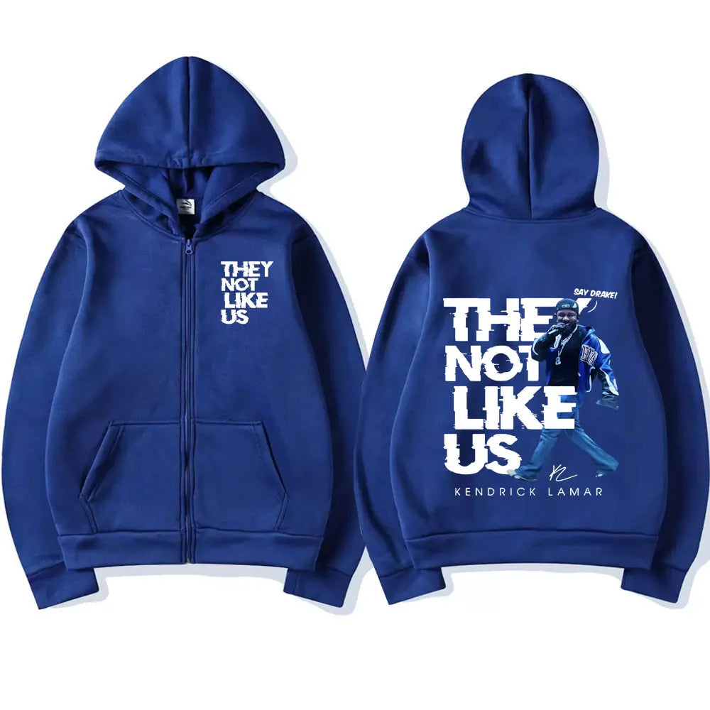Kendrick Lamar Say Drake They Not Like Us Zipper Hoodies Men Women Clothing Hip Hop Zip Up Hooded Sweatshirts Hoodie Jacket Coat