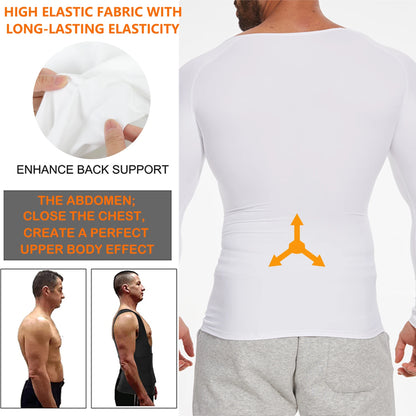 Long Sleeved Shapewear for Men Slimming Body Shaper Top Belly Reducing Fat Burning Loss Weight Waist Trainer Sweat Corset 2024