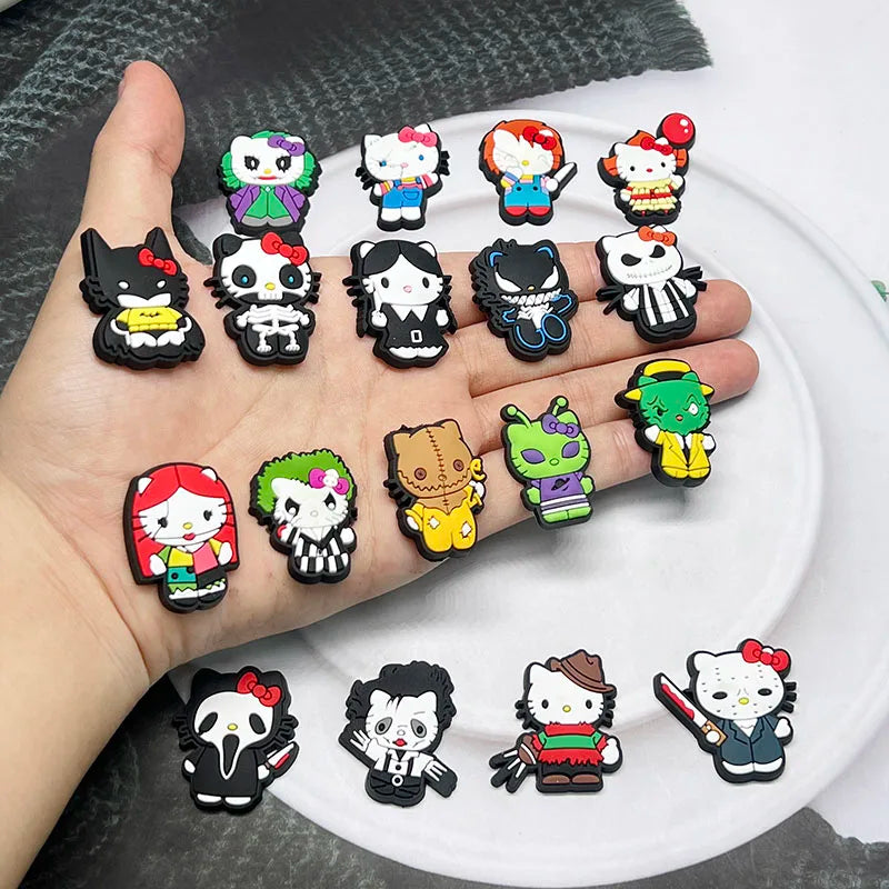 Mesuca 18-100pcs Halloween Cat Shoe Charms For Sandals,Shoe Decoration Accessories Shoe Pins Great Gift For Men Wom